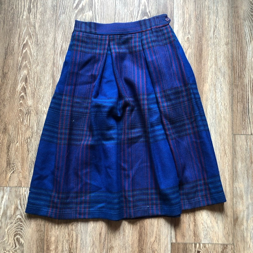 Vintage Jack Winter Women’s Size 12 Wool Plaid Pleated Skirt Tartan Midi - Picture 2 of 6